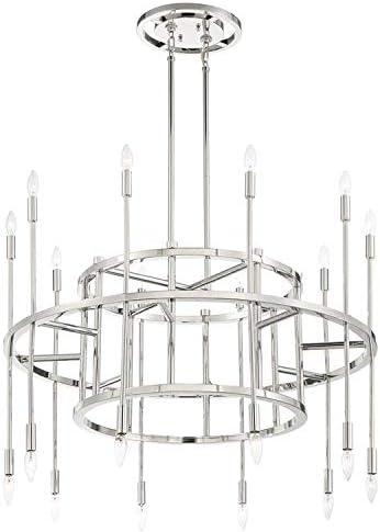 Aries 20-Light Polished Nickel and Crystal Chandelier