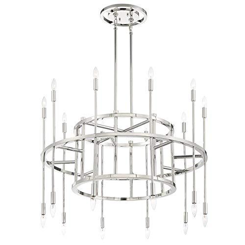 Aries 20-Light Polished Nickel and Crystal Chandelier