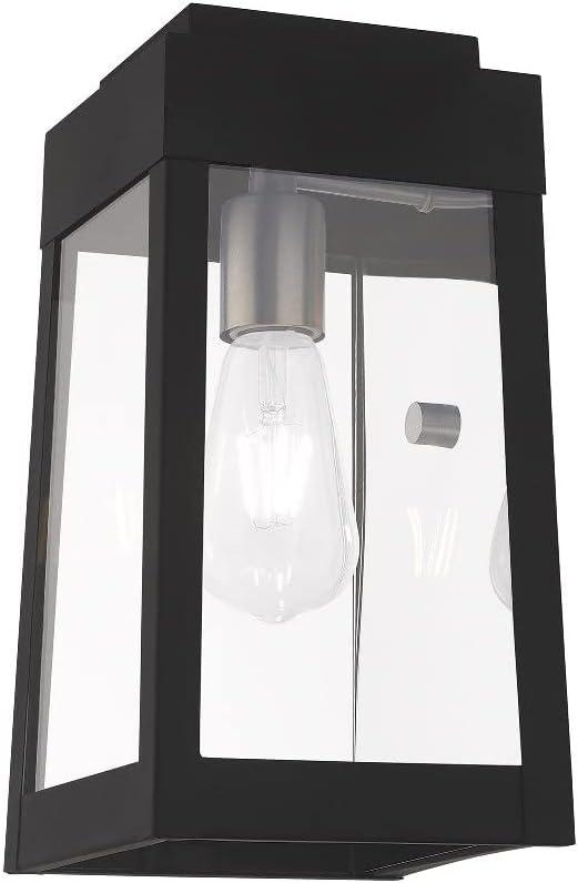 Satin Brass and Clear Glass Modern Industrial Outdoor Lantern