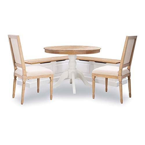 Riverbay Furniture Backless Wood Two Tone Breakfast Nook in Natural and White