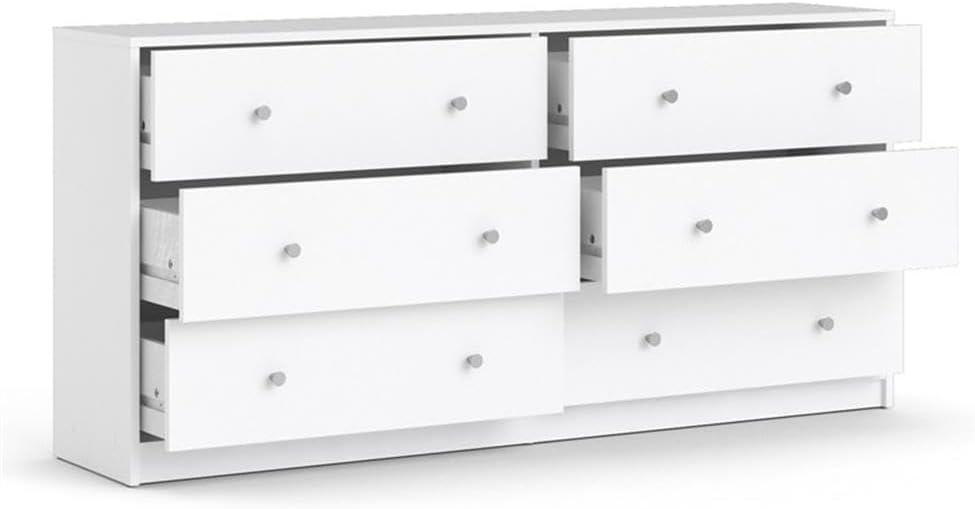 White Engineered Wood 6-Drawer Contemporary Double Dresser