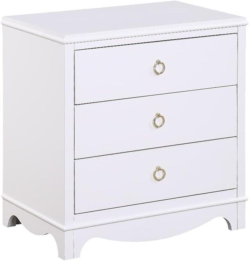 Comfort Pointe Laurel White Wood Finished 3-Drawer Farmhouse Nightstand