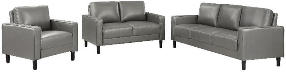 Alma Ruth 3-Piece Upholstered Track Arm Sofa Set Grey