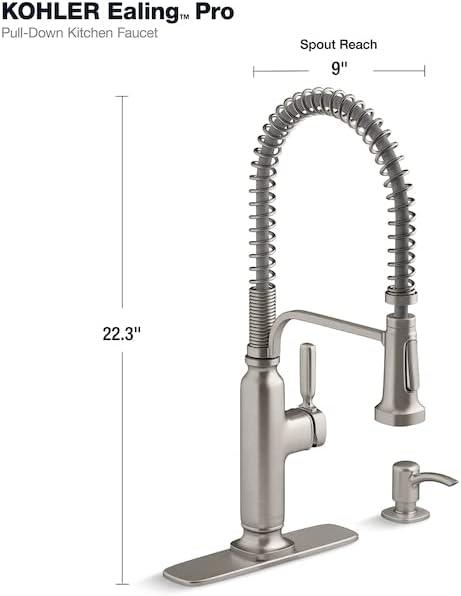 Ealing Stainless Steel Pull-Down Kitchen Faucet with Soap Dispenser