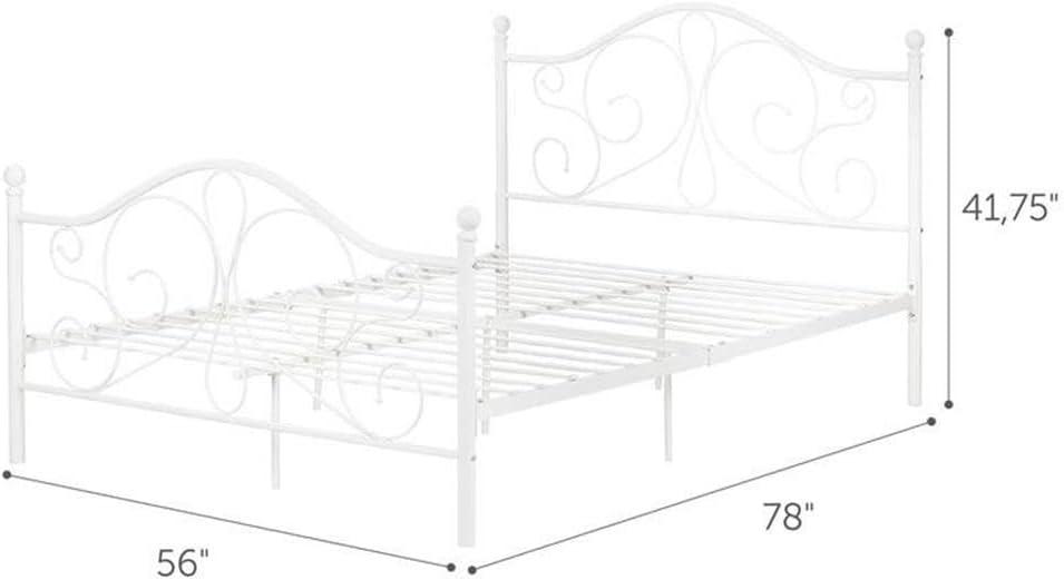 South Shore Summer Breeze Complete Metal Platform Bed, Full Size, Pure White