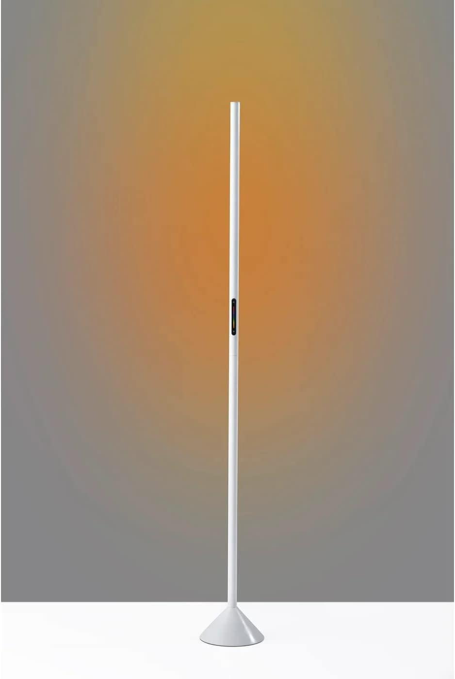 Matte White LED Floor Lamp with Slide Dimmer and RGB Switch