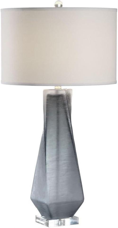 Charcoal Gray Glass Table Lamp with Nickel Accents