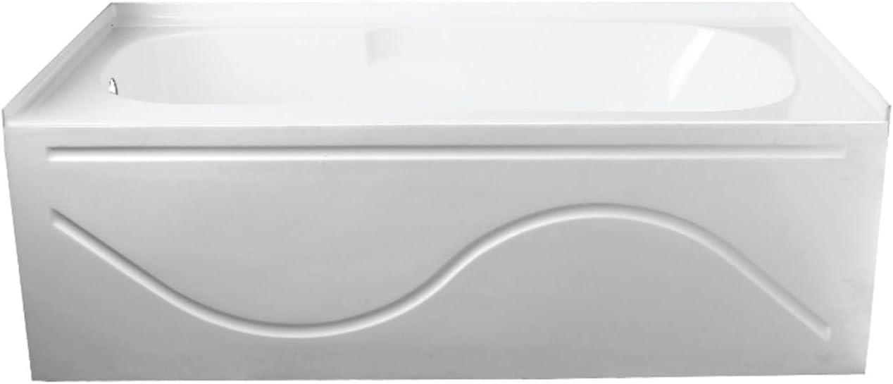 Kingston Brass Aqua Eden 60-Inch Acrylic Rectangular 3-Wall Alcove Tub with Anti Skid and Drain Hole