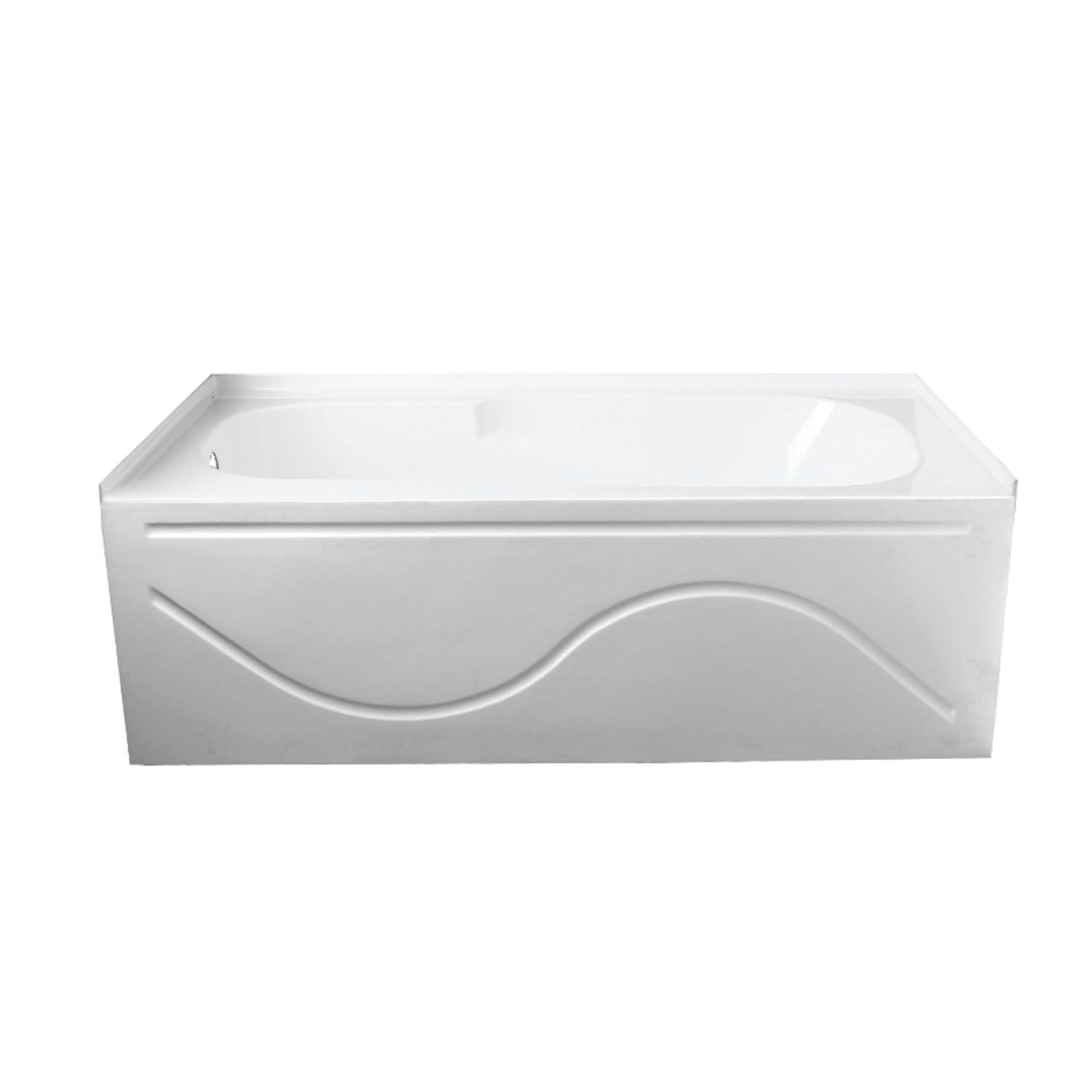 Kingston Brass Aqua Eden 60-Inch Acrylic Rectangular 3-Wall Alcove Tub with Anti Skid and Drain Hole
