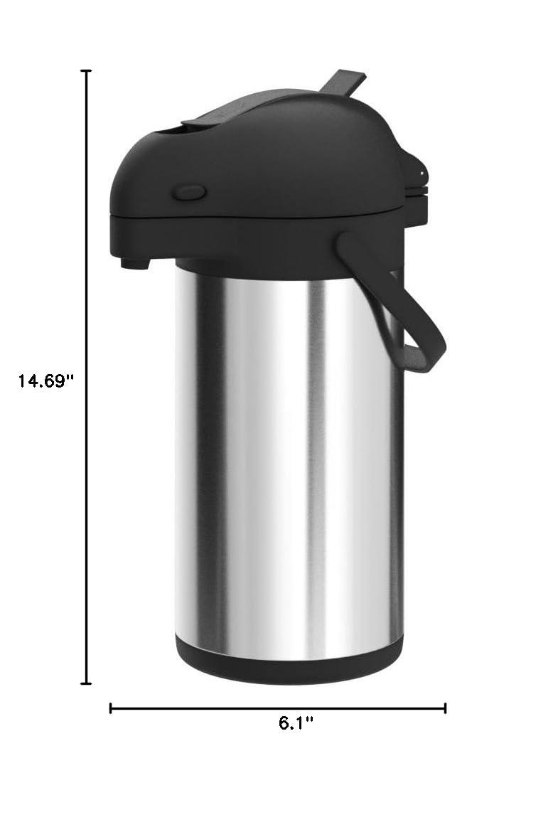 Stack man Coffee Carafe With Pump - 102Oz / 3L Airpot 12 Hours Large Carafe Hot Cocoa Dispenser For Parties-Hot Water Dispenser, Tea Flask-Insulated Stainless Steel Hot Beverage Dispenser-Thermal Carafe Air Pot