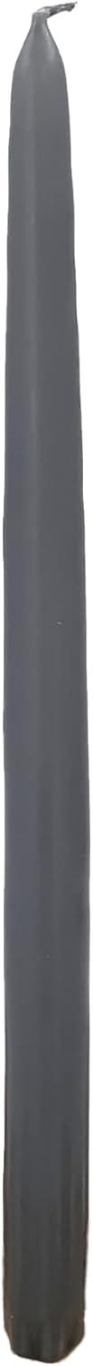 D'light Online Elegant Individually Cello Wrapped Set of 12 Slate Grey 12 Inch Taper Candles