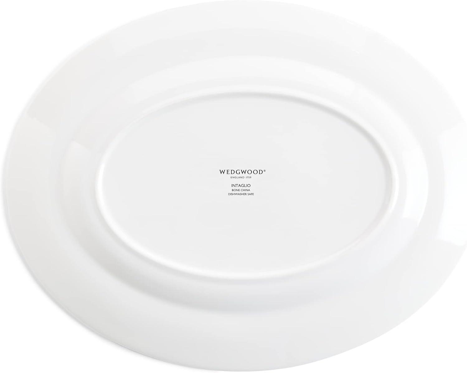 White Ceramic Oval Platter with Intricate Detailing