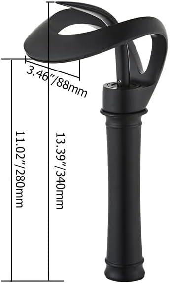 Tall Black Brass Waterfall Single Handle Bathroom Faucet