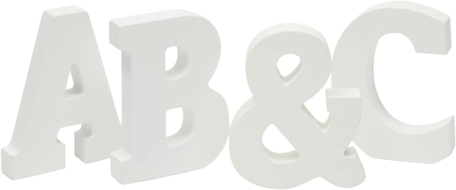 54-Piece 3D Wood Letter Alphabet for Table Top, White Block Letters for Decor Standing, Party Decor, A-Z Marquee Letters, 3D Decor for Weddings, Birthdays, and Home (3 Inch, 0.6 Inch Thick)