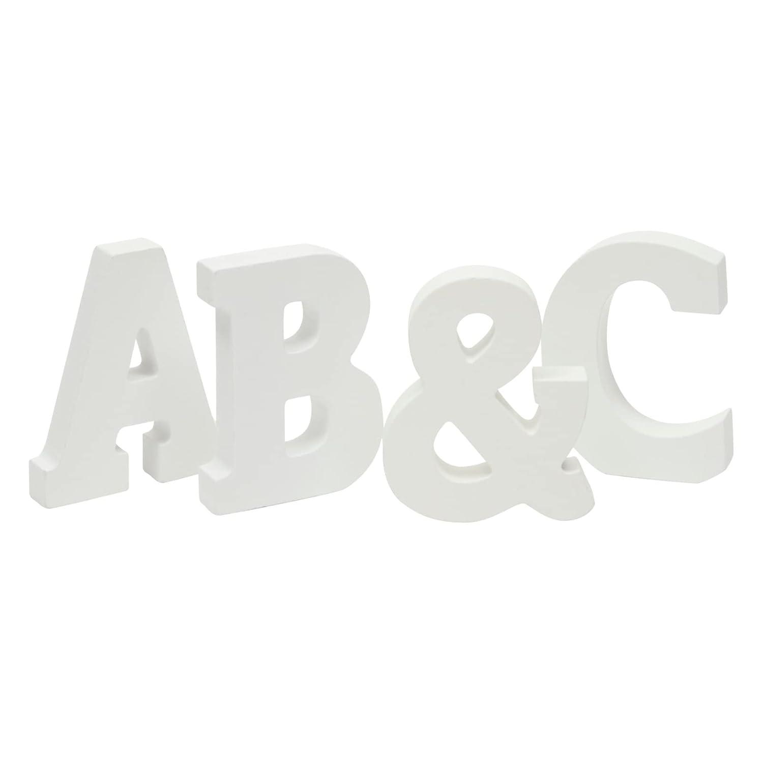 54-Piece 3D Wood Letter Alphabet for Table Top, White Block Letters for Decor Standing, Party Decor, A-Z Marquee Letters, 3D Decor for Weddings, Birthdays, and Home (3 Inch, 0.6 Inch Thick)