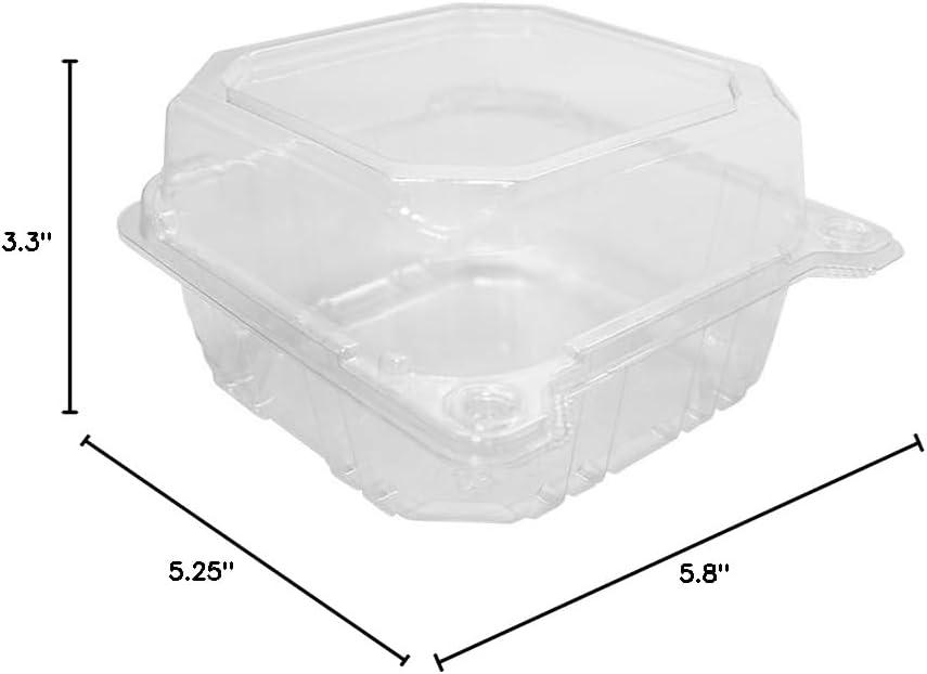 Karat FP-HC66PET-1C 6x6" Plastic Hinged Food Containers for bagle, sandwich, hamburger, 500 Count