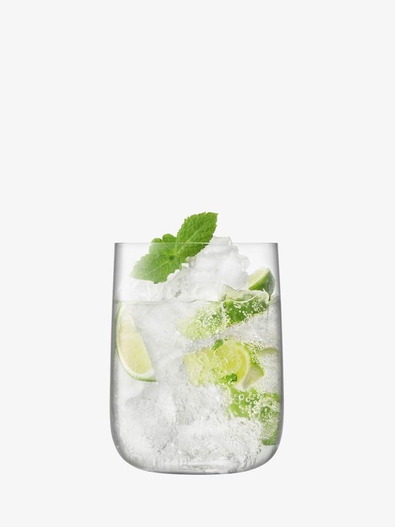 Borough Modern Clear Bar Glass Set with Curved Walls - 21oz, Pack of 4