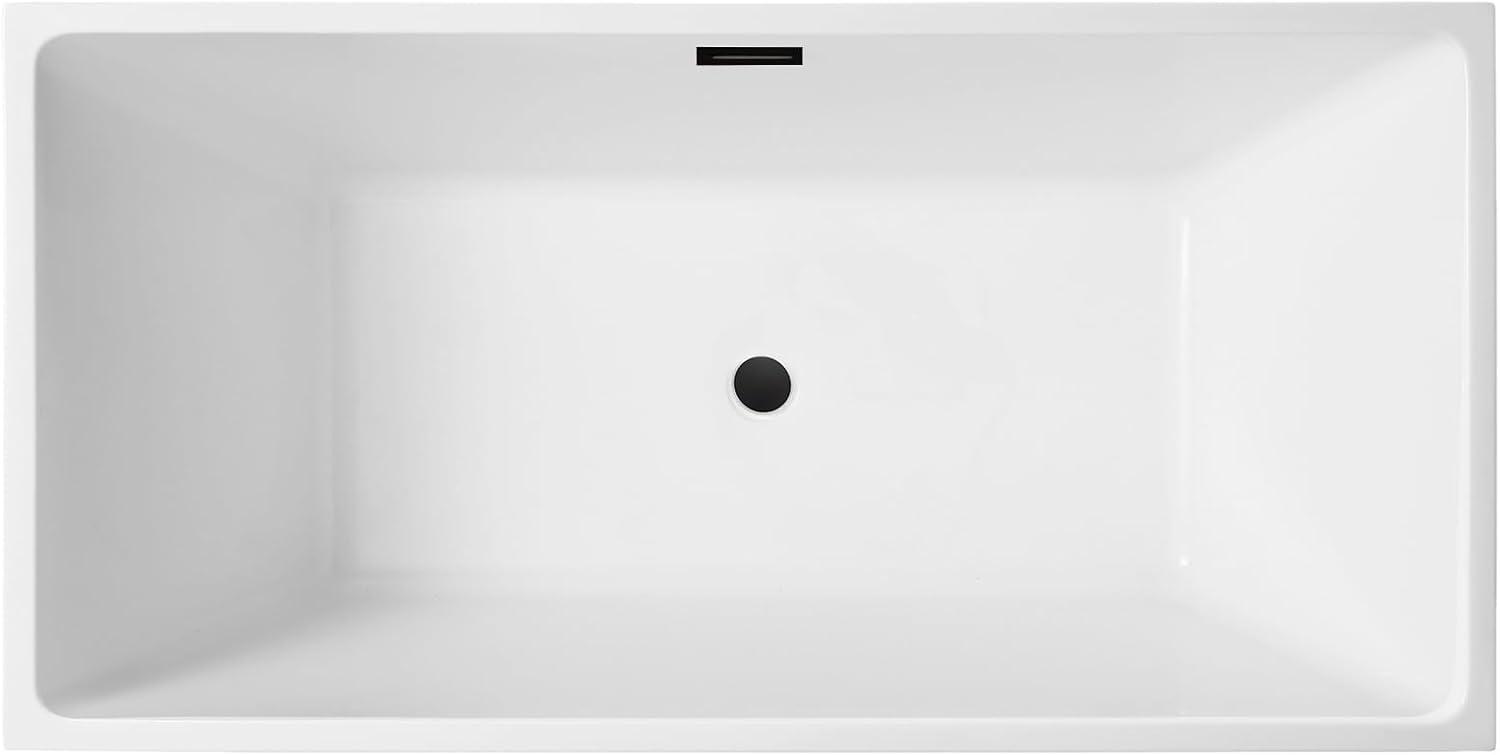 White Acrylic Freestanding Soaking Bathtub with Matte Black Trim