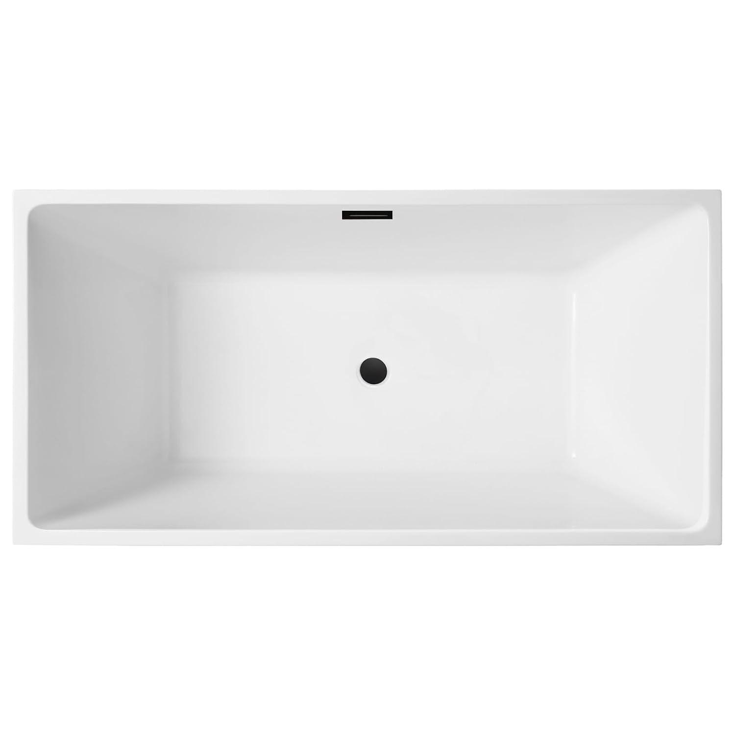 Vanity Art 67" Acrylic Freestanding Soaking Bathtub with Overflow and Pop-up Drain