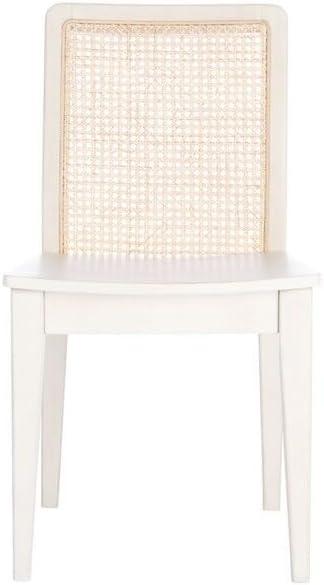 Benicio White and Natural Rattan Coastal Side Chair