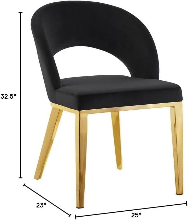 Roberto Black Velvet Upholstered Dining Chair with Gold Legs