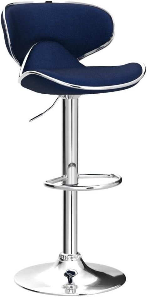 Masaccio Velvet Upholstered Adjustable Swivel Barstool(Set of 2) in Blue