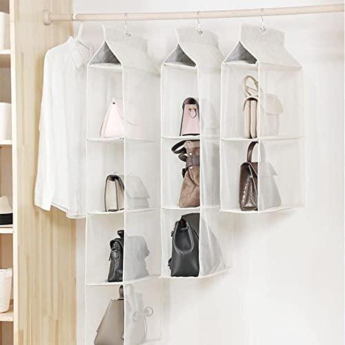 Gray Polyester Pull Down Hanging Closet Caddy