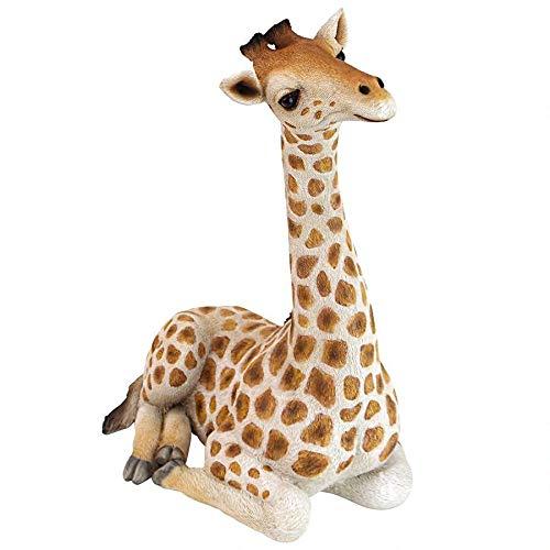 Medium Hand-Painted Resin Resting Giraffe Statue