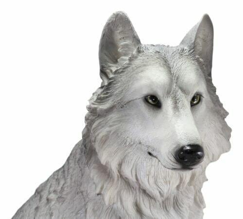 Ebros Large Dakota Wildlife Sitting Alpha Gray Wolf Statue 20.5" H