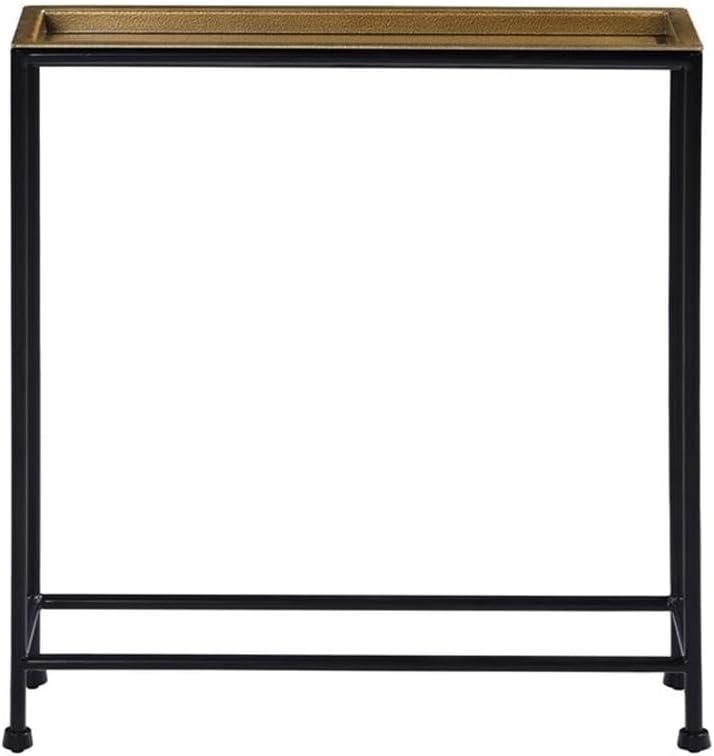 Comfort Pointe Tivoli Side Table Brass/Antique Bronze: Removable Tray, No Assembly, Metal Frame