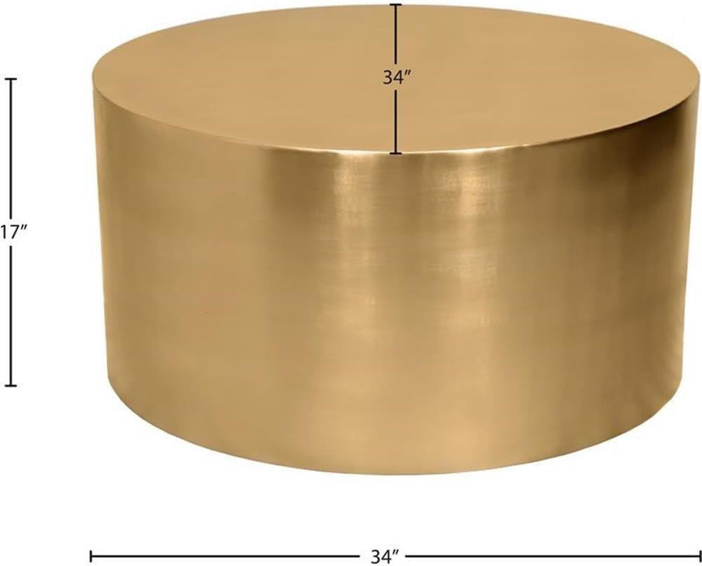 Cylinder Round Brushed Chrome Metal Coffee Table-Meridian Furniture