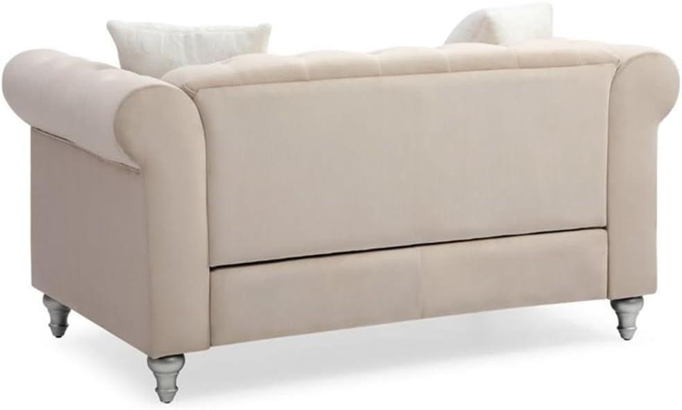 Glory Furniture Raisa Velvet Loveseat in Beige