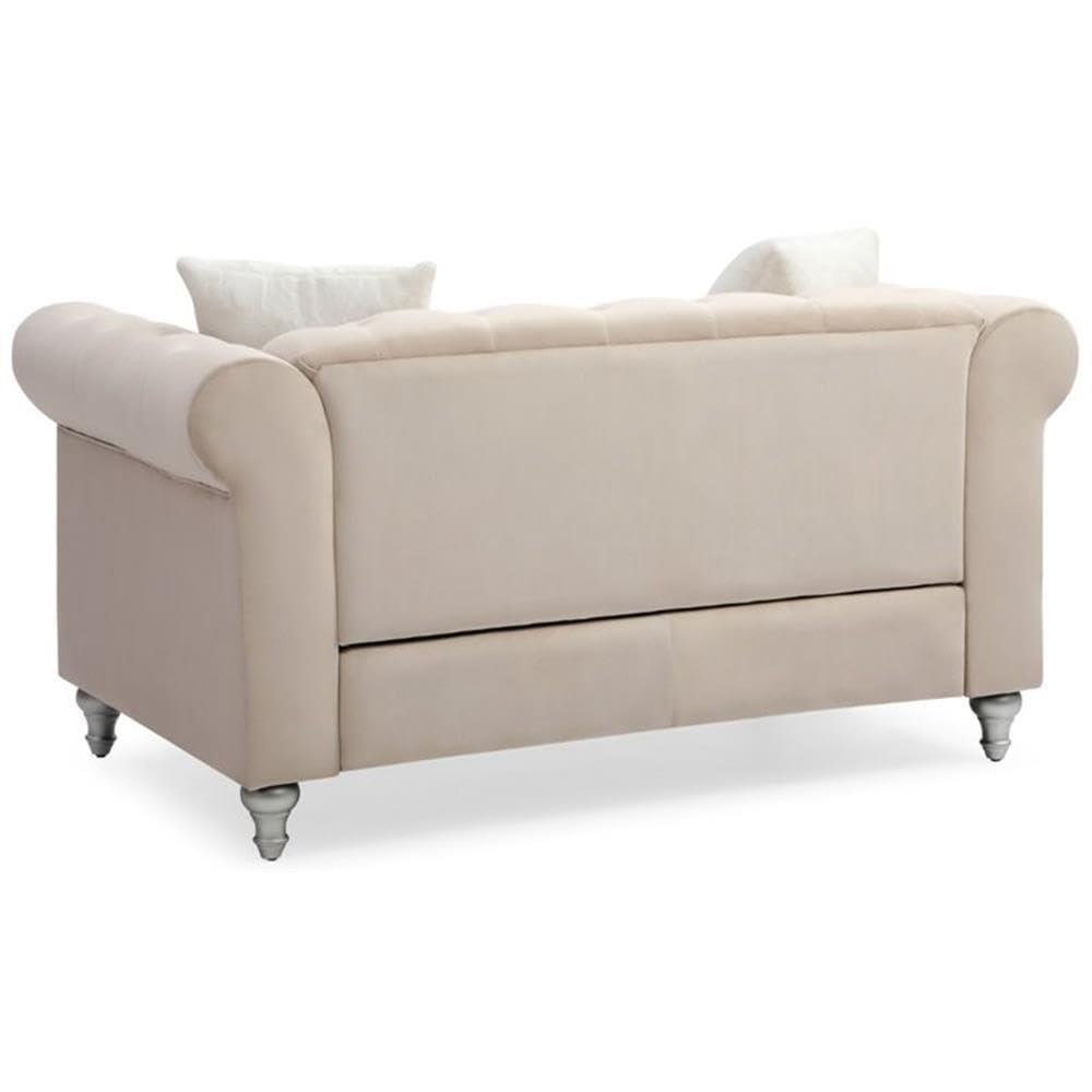 Glory Furniture Raisa Velvet Loveseat in Beige