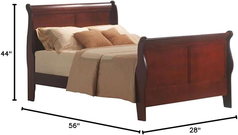 Maykoosh French Flair Bed in Elegant Cherry Finish, Showcasing a Classic Sleigh DesigN, Modern Low-Profile Bed for All Bedrooms-Size:Full
