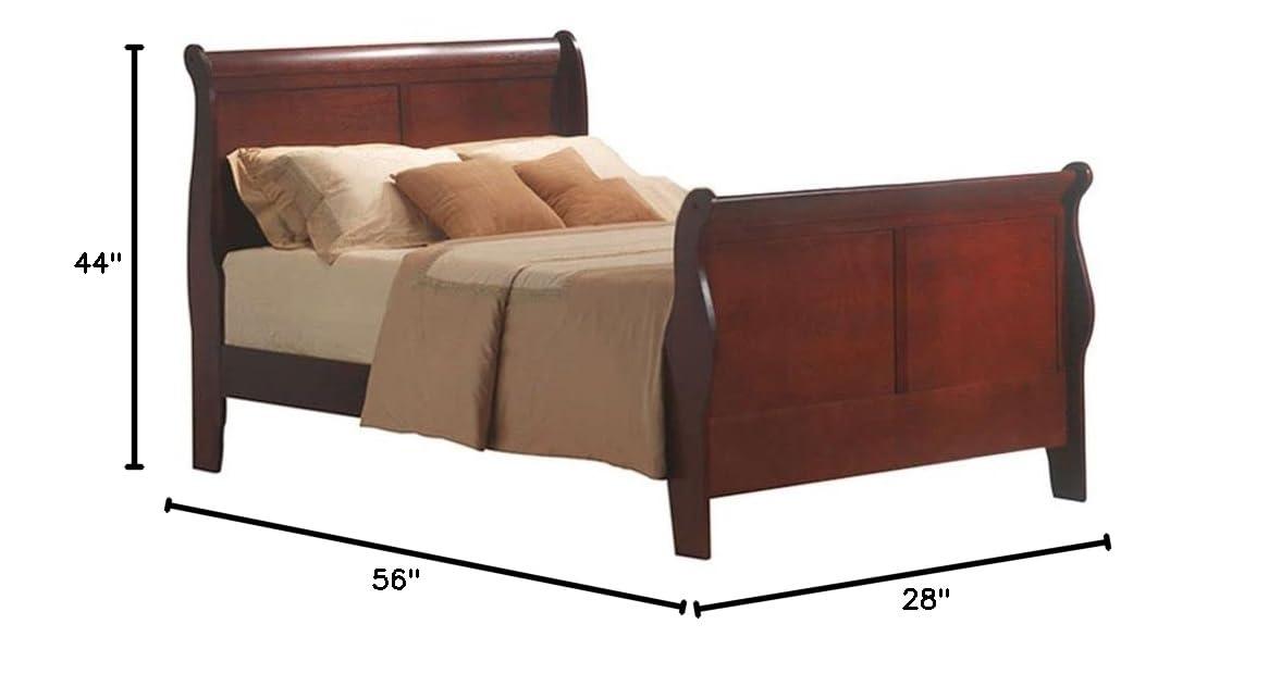 Maykoosh French Flair Bed in Elegant Cherry Finish, Showcasing a Classic Sleigh DesigN, Modern Low-Profile Bed for All Bedrooms-Size:Full