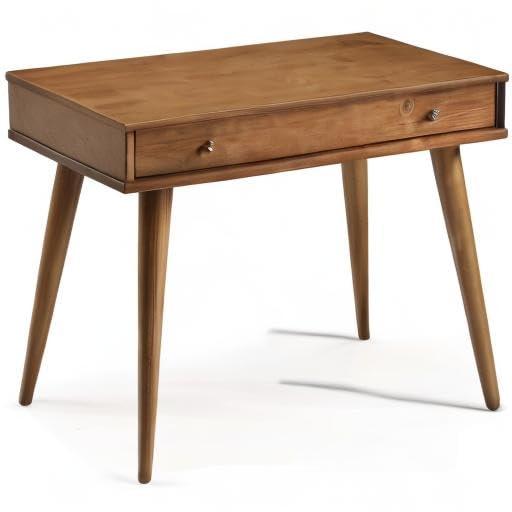 Camaflexi Mid Century Modern Desk Solid Wood Writing Table for Small Spaces, Brown