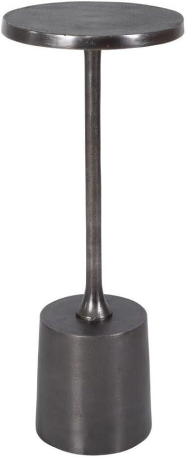 Round Silver Nickel Pedestal Base Side Table