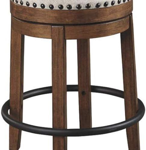 Signature Design by Ashley Valebeck Upholstered Swivel Counter Height Barstool Brown: Polyester, Wood Frame, Fixed Height