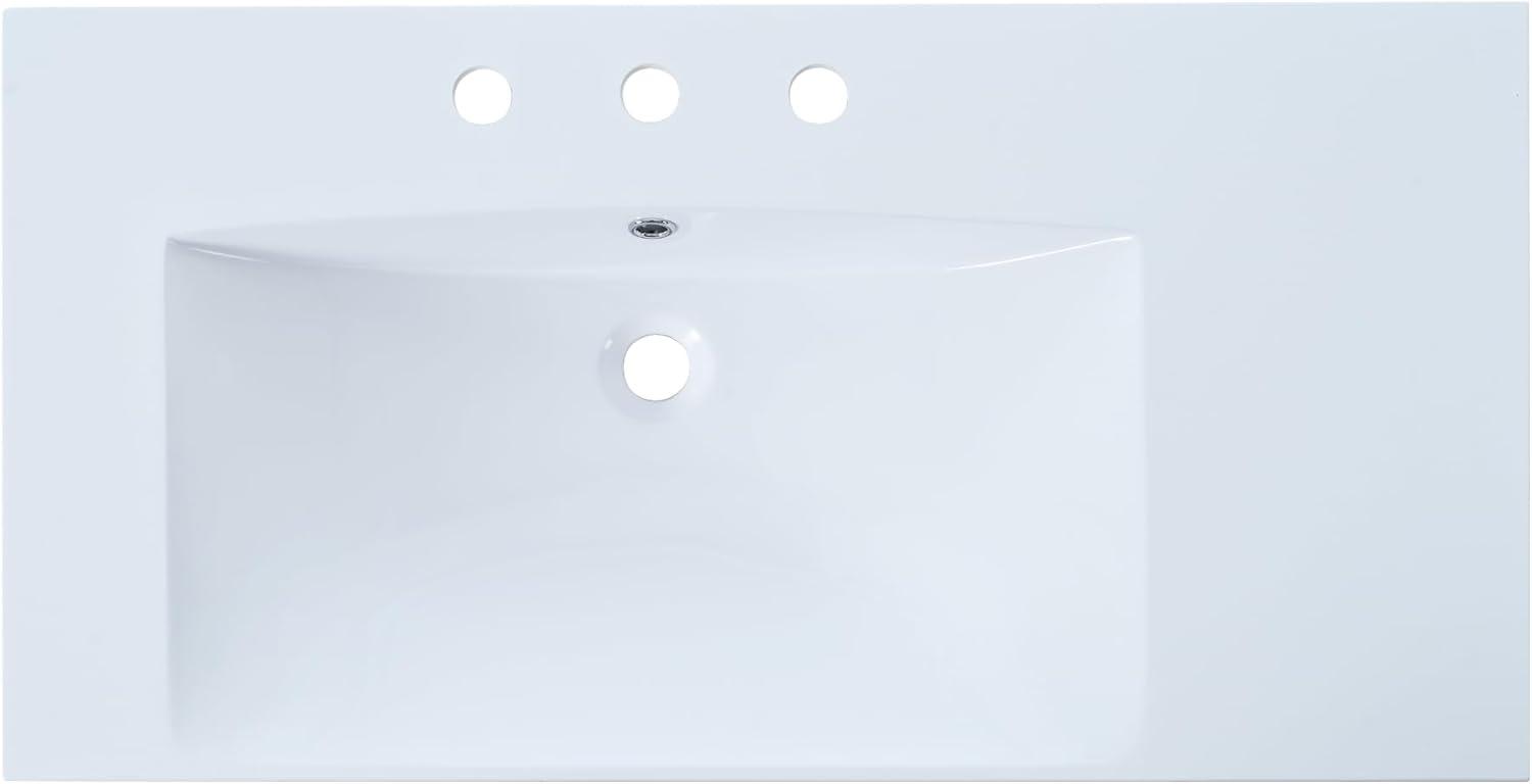 Miekor Furniture 36" Single Bathroom Basin Sink, Left Offset Sink Vanity Top Only, 3-Faucet Holes, Resin 69AAK