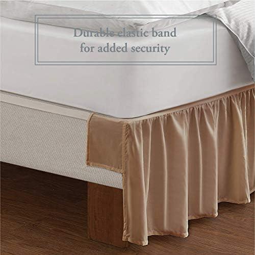 Bed Maker's Wrap-Around, Never Lift Your Mattress Ruffled Bed Skirt, 14" Drop Length, Mocha, King