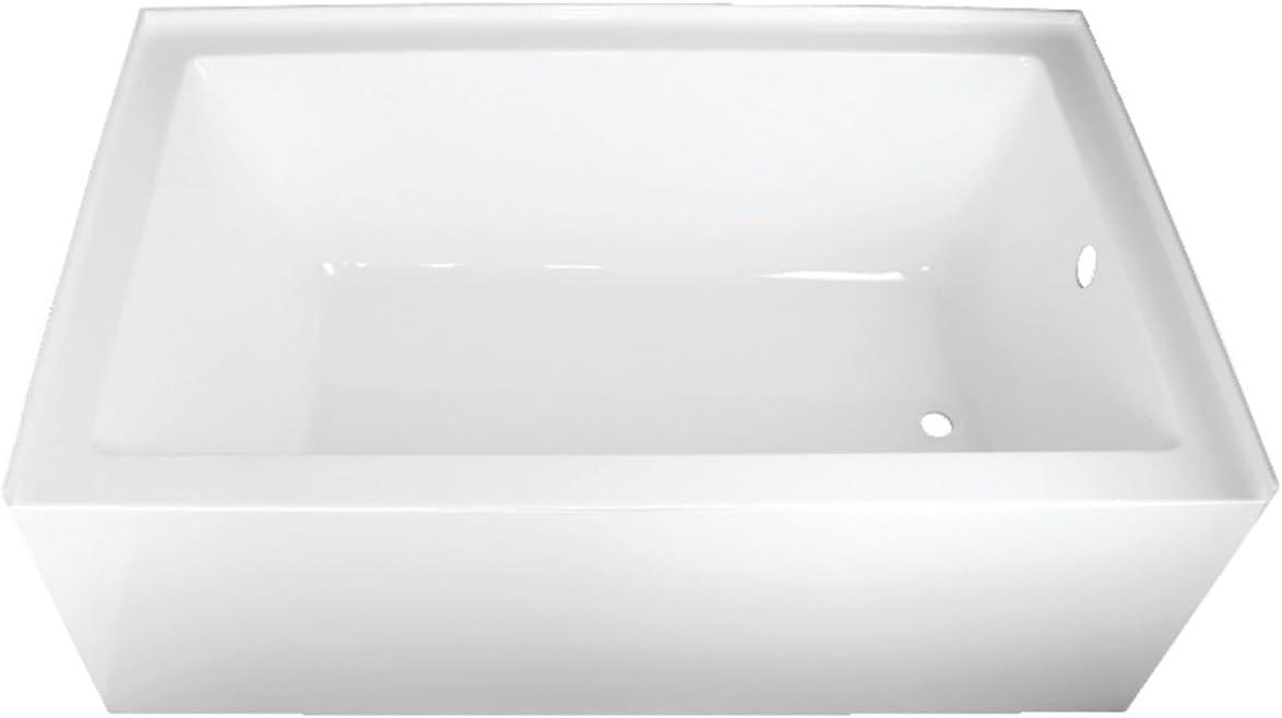 Kingston Brass Aqua Eden 60-Inch Acrylic Rectangular 3-Wall Alcove Tub