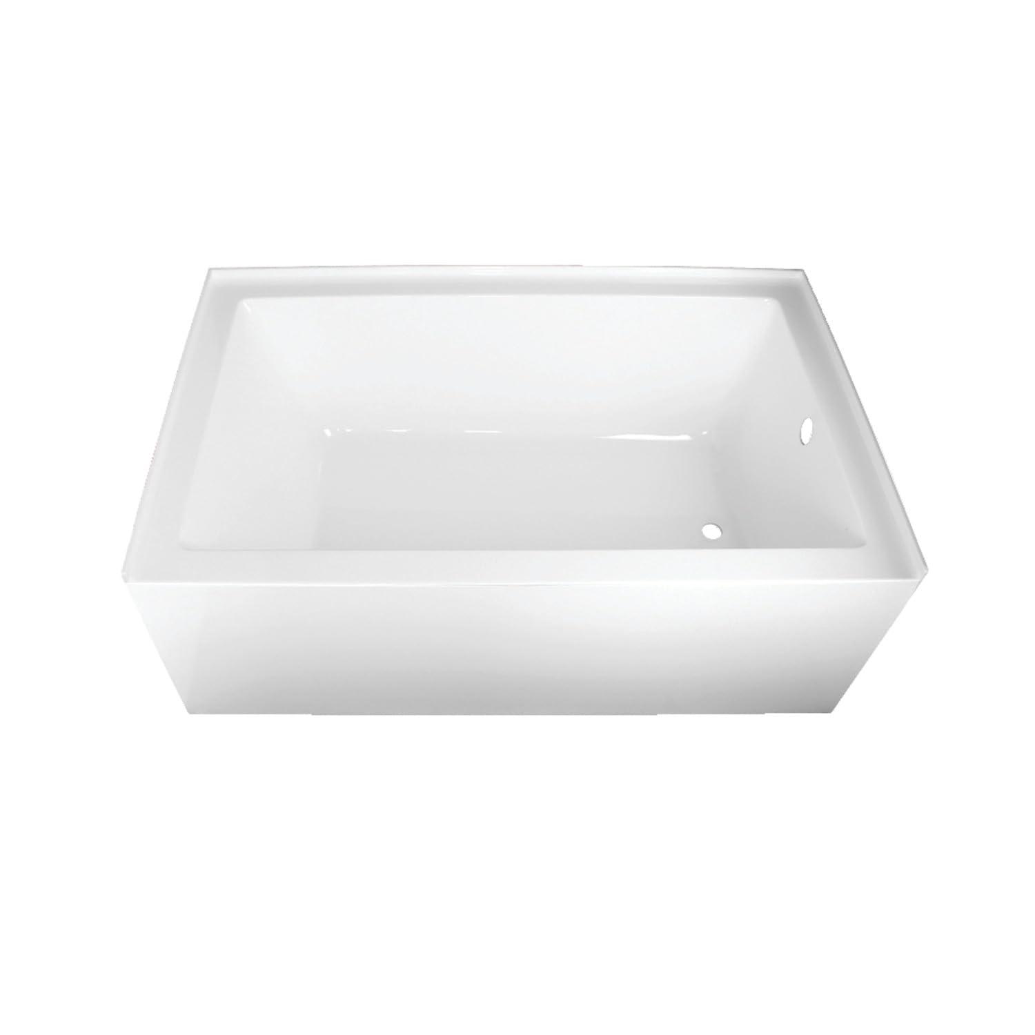 Kingston Brass Aqua Eden 60-Inch Acrylic Rectangular 3-Wall Alcove Tub