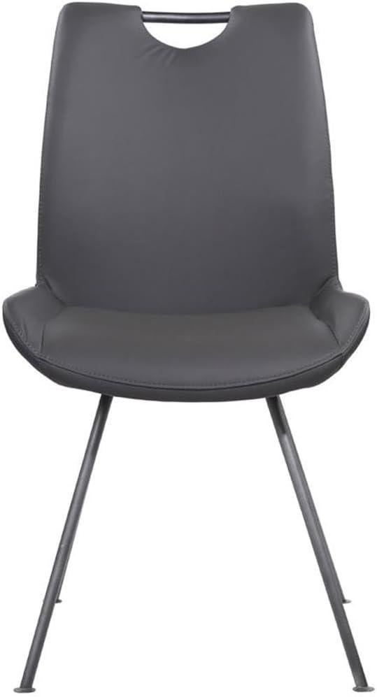 Armen Living Set of 2 Coronado Contemporary Dining Chair Gray: Faux Leather Upholstery, Metal Frame, Foam Fill