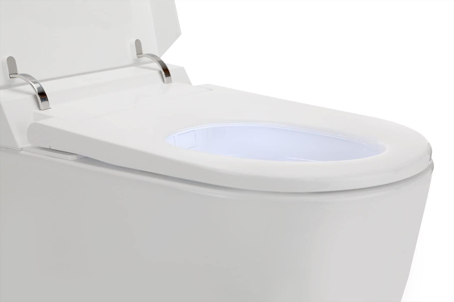 White ADA Chair Height Smart Bidet Toilet with LED Nightlight