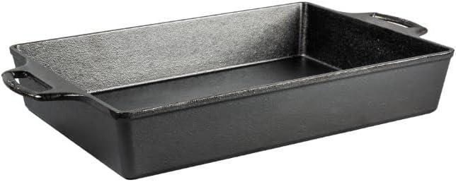 Lodge 6.4qt Cast Iron Baking Casserole Black: Rectangle Casseroles Dish, Hand Wash, 16.5" Depth, 7.25 lbs