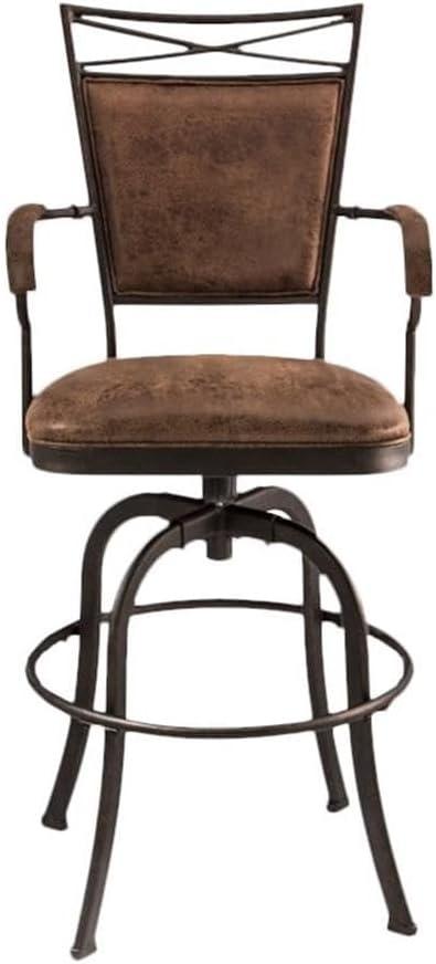 Bridgetown Tilt Base Barstool - Aged Bronze - Hillsdale Furniture: 360 Swivel, Metal Frame, Faux Leather Upholstery