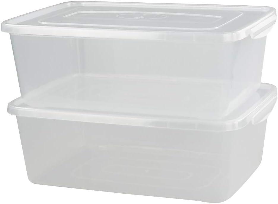 Sterilite 16 Quart Basic Clear Storage Box with White Lid (Pack of 2)