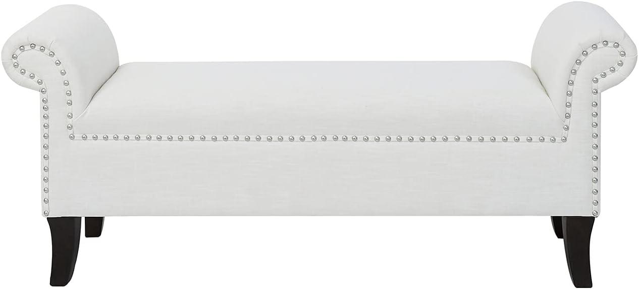 Kathy Roll Arm Entryway Accent Bench Bright White