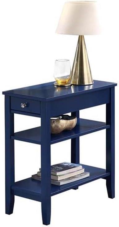 Convenience Concepts American Heritage 1 Drawer Chairside End Table with Shelves, Cobalt Blue
