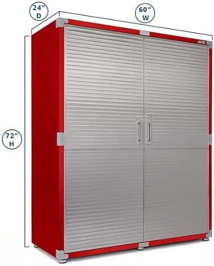 Seville Classics UltraHD Mega Steel Storage Cabinet, 48" W x 24" D x 72" H, Red